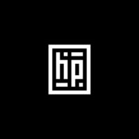 logotipo inicial de hp con estilo de forma cuadrada rectangular vector