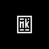 MK initial logo with square rectangular shape style vector