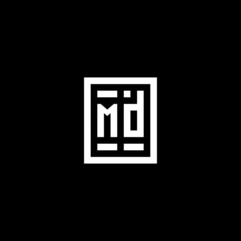 logotipo inicial md con estilo de forma cuadrada rectangular vector