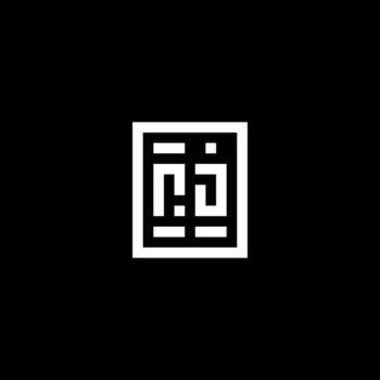 RJ initial logo with square rectangular shape style vector