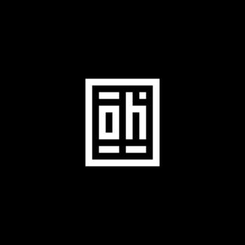 oh logotipo inicial con estilo de forma cuadrada rectangular vector