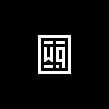 WQ initial logo with square rectangular shape style vector