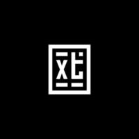 XT initial logo with square rectangular shape style vector