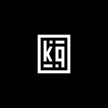 KQ initial logo with square rectangular shape style vector
