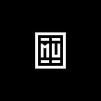 MU initial logo with square rectangular shape style vector