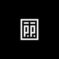 PP initial logo with square rectangular shape style vector