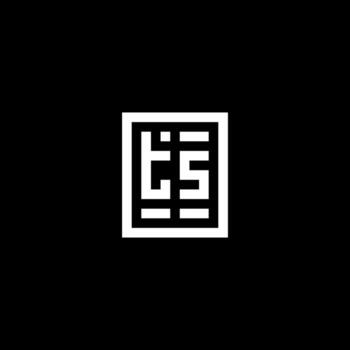 logotipo inicial de ts con estilo de forma cuadrada rectangular vector