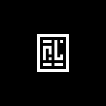 RL initial logo with square rectangular shape style vector