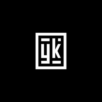 YK initial logo with square rectangular shape style vector