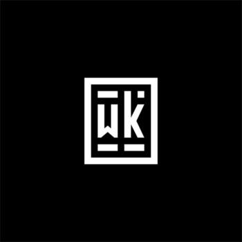 logotipo inicial wk con estilo de forma cuadrada rectangular vector