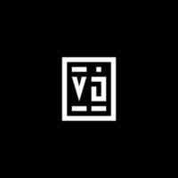 VJ initial logo with square rectangular shape style vector