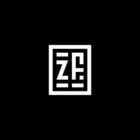 ZF initial logo with square rectangular shape style vector