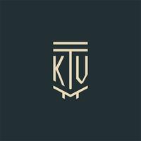 KV initial monogram with simple line art pillar logo designs vector