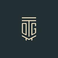 OG initial monogram with simple line art pillar logo designs vector