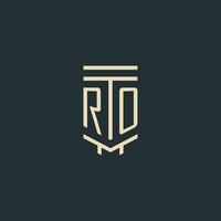 RO initial monogram with simple line art pillar logo designs vector