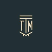 TM initial monogram with simple line art pillar logo designs vector