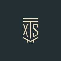 XS initial monogram with simple line art pillar logo designs vector