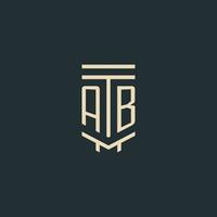 AB initial monogram with simple line art pillar logo designs vector