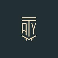 AY initial monogram with simple line art pillar logo designs vector