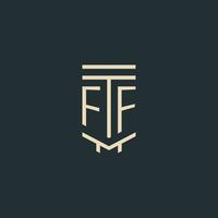 FF initial monogram with simple line art pillar logo designs vector