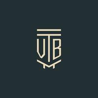 VB initial monogram with simple line art pillar logo designs vector