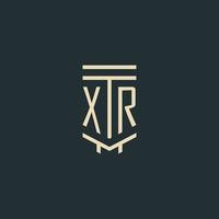 XR initial monogram with simple line art pillar logo designs vector