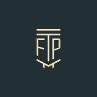 FP initial monogram with simple line art pillar logo designs vector