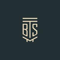 BS initial monogram with simple line art pillar logo designs vector