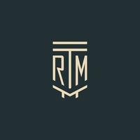 RM initial monogram with simple line art pillar logo designs vector