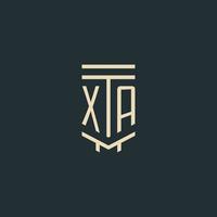 XA initial monogram with simple line art pillar logo designs vector