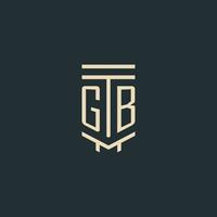 GB initial monogram with simple line art pillar logo designs vector