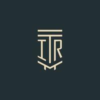 IR initial monogram with simple line art pillar logo designs vector