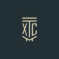 XC initial monogram with simple line art pillar logo designs vector