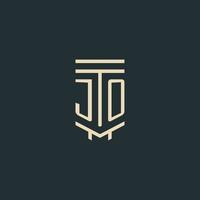 JO initial monogram with simple line art pillar logo designs vector