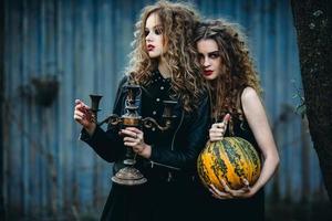 two vintage women as witches photo