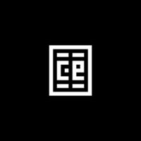 CE initial logo with square rectangular shape style vector