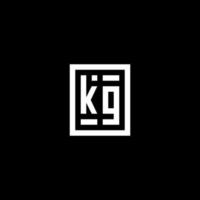 logotipo inicial de kg con estilo de forma cuadrada rectangular vector