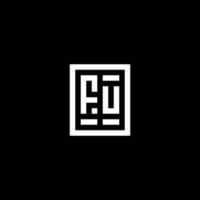 FU initial logo with square rectangular shape style vector