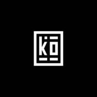 KO initial logo with square rectangular shape style vector