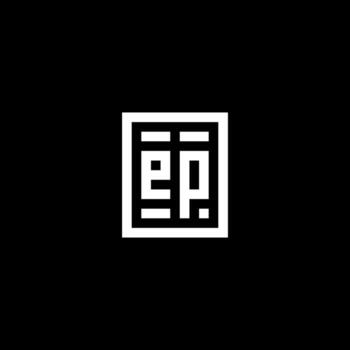 EP initial logo with square rectangular shape style vector
