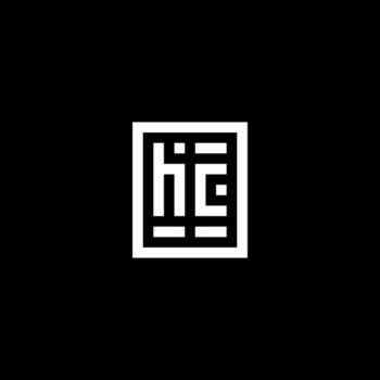 HC initial logo with square rectangular shape style vector