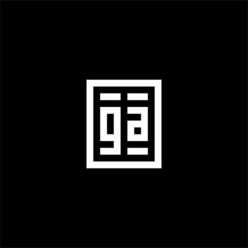 logotipo inicial de ga con estilo de forma cuadrada rectangular vector