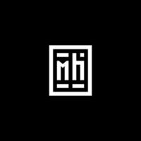 MH initial logo with square rectangular shape style vector