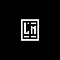 LM initial logo with square rectangular shape style vector