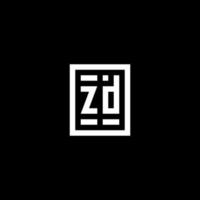 ZD initial logo with square rectangular shape style vector