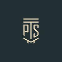 PS initial monogram with simple line art pillar logo designs vector