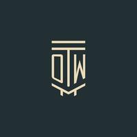 OW initial monogram with simple line art pillar logo designs vector