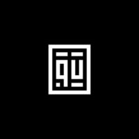 QU initial logo with square rectangular shape style vector