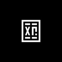 XR initial logo with square rectangular shape style vector