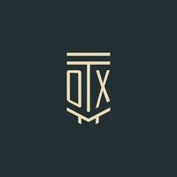 OX initial monogram with simple line art pillar logo designs vector